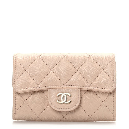 Chanel Caviar Quilted Flap Card Holder Wallet Light Beige 1 of 8