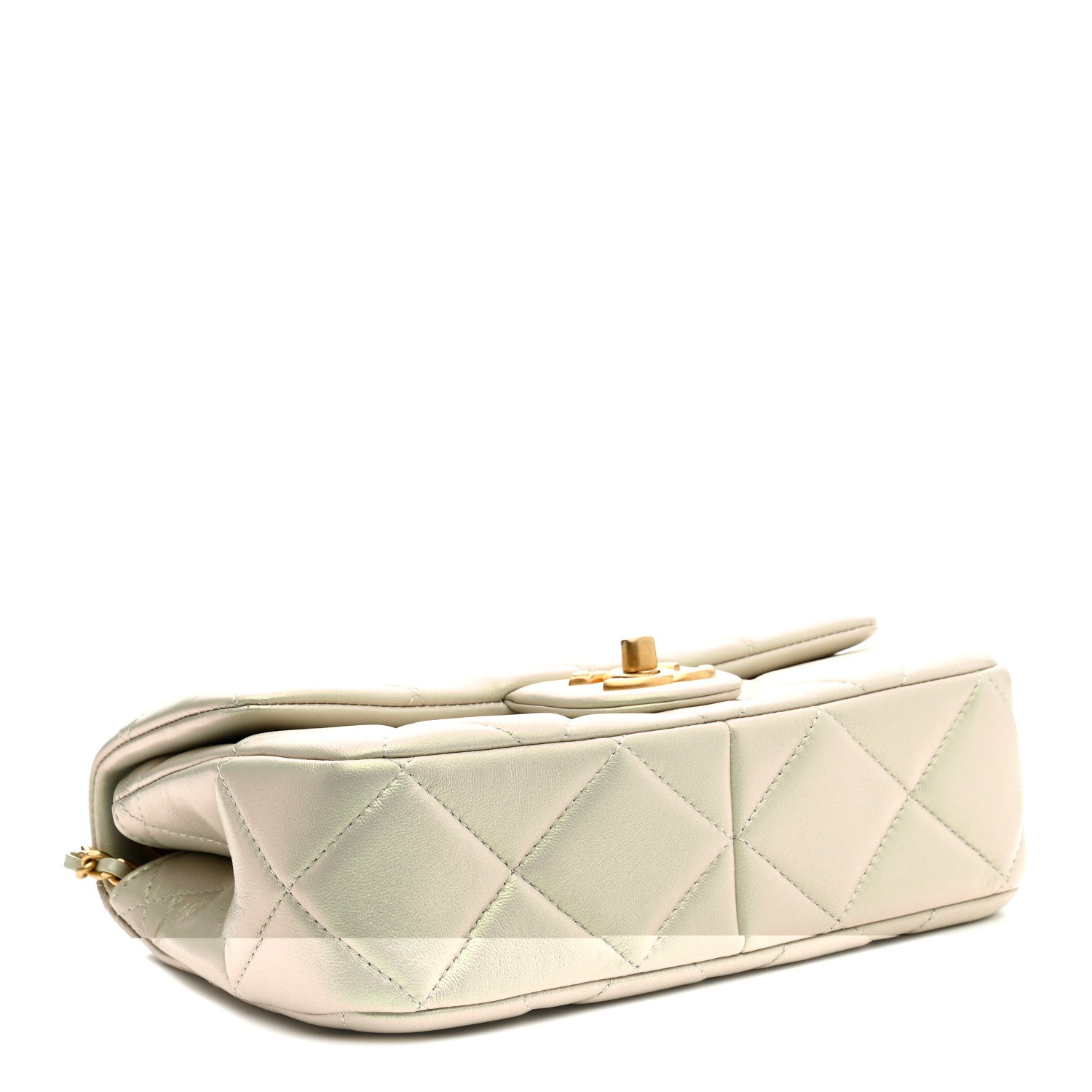 Chanel Pearly Lambskin Quilted Pearl Small Flap Light Grey 6 of 21