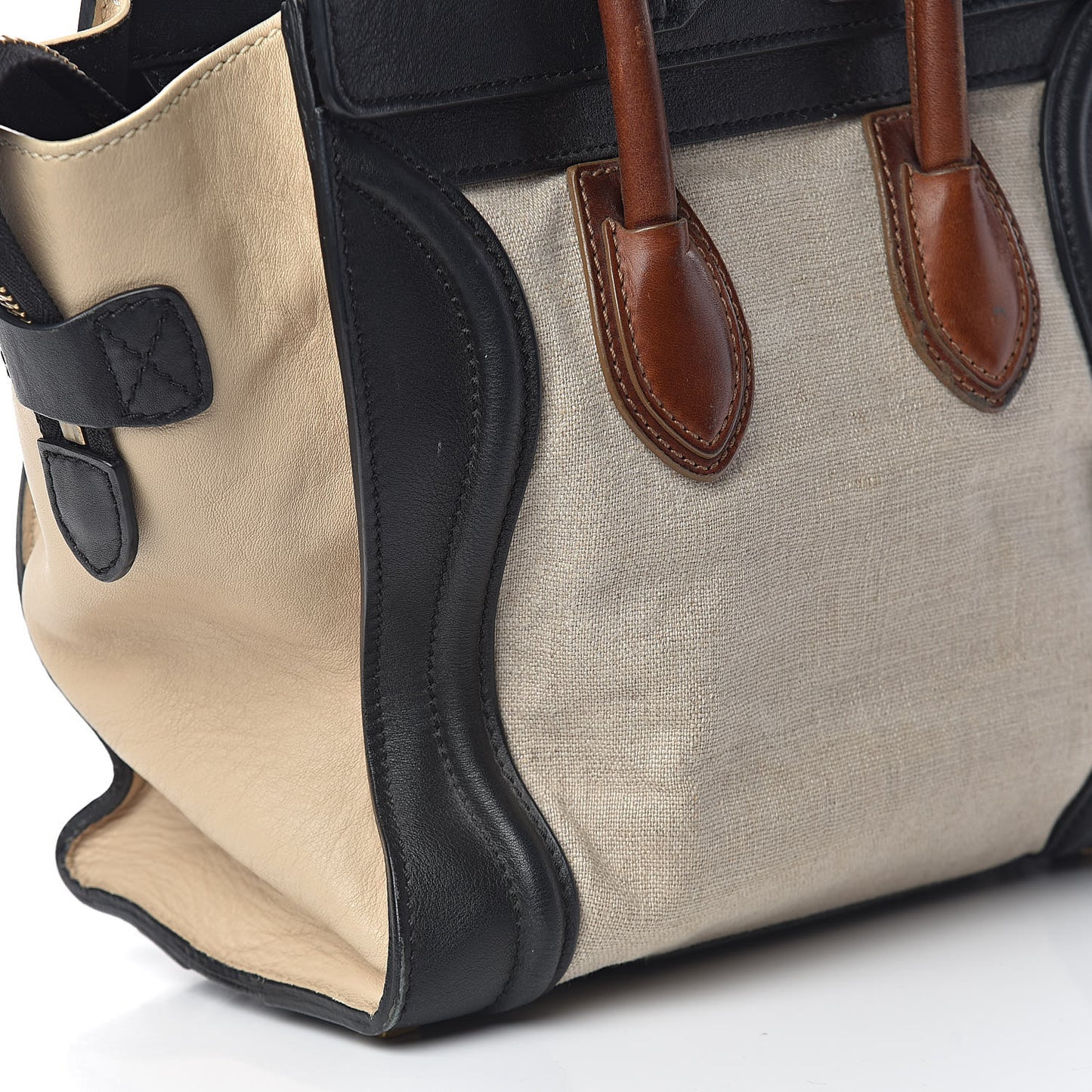 Calfskin Linen Micro Tri-Color Luggage Beige