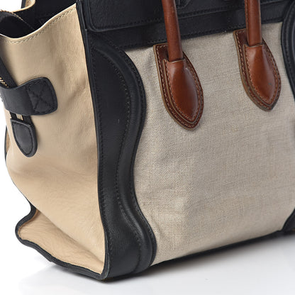 Celine Calfskin Linen Micro Tri-Color Luggage Beige 15 of 24