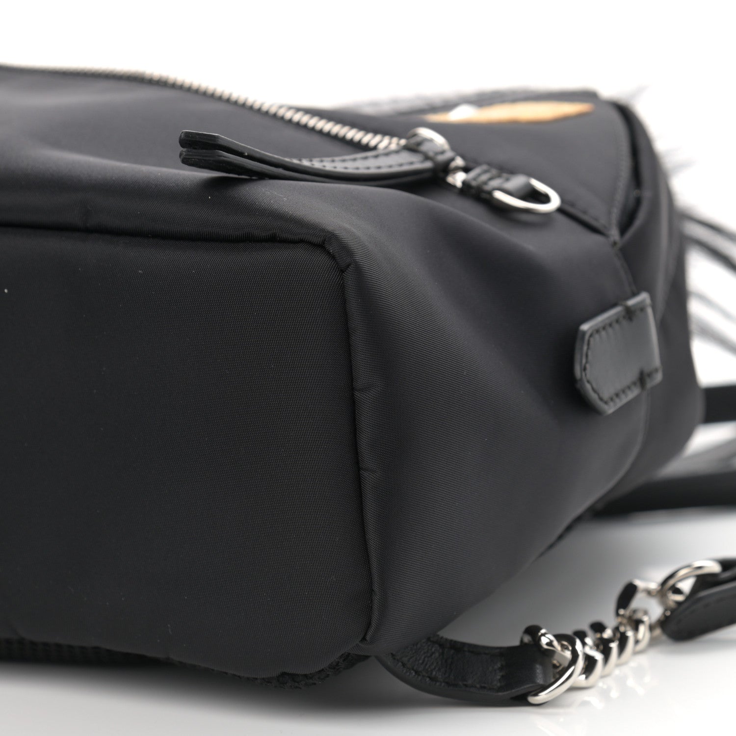 Fendi Nylon Vitello Dolce Goat Fox Fur Crocodile Monster Eyes Mini Backpack Black Sunflower 9 of 9