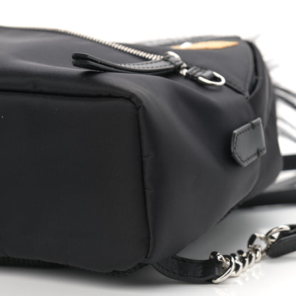 Fendi Nylon Vitello Dolce Goat Fox Fur Crocodile Monster Eyes Mini Backpack Black Sunflower 9 of 9