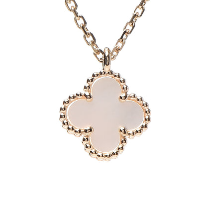 Van Cleef & Arpels 18K Yellow Gold Mother of Pearl Sweet Alhambra Pendant Necklace 4 of 8