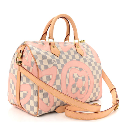 Louis Vuitton Damier Azur Tahitienne Speedy Bandouliere 30 Rose Ballerine 3 of 9