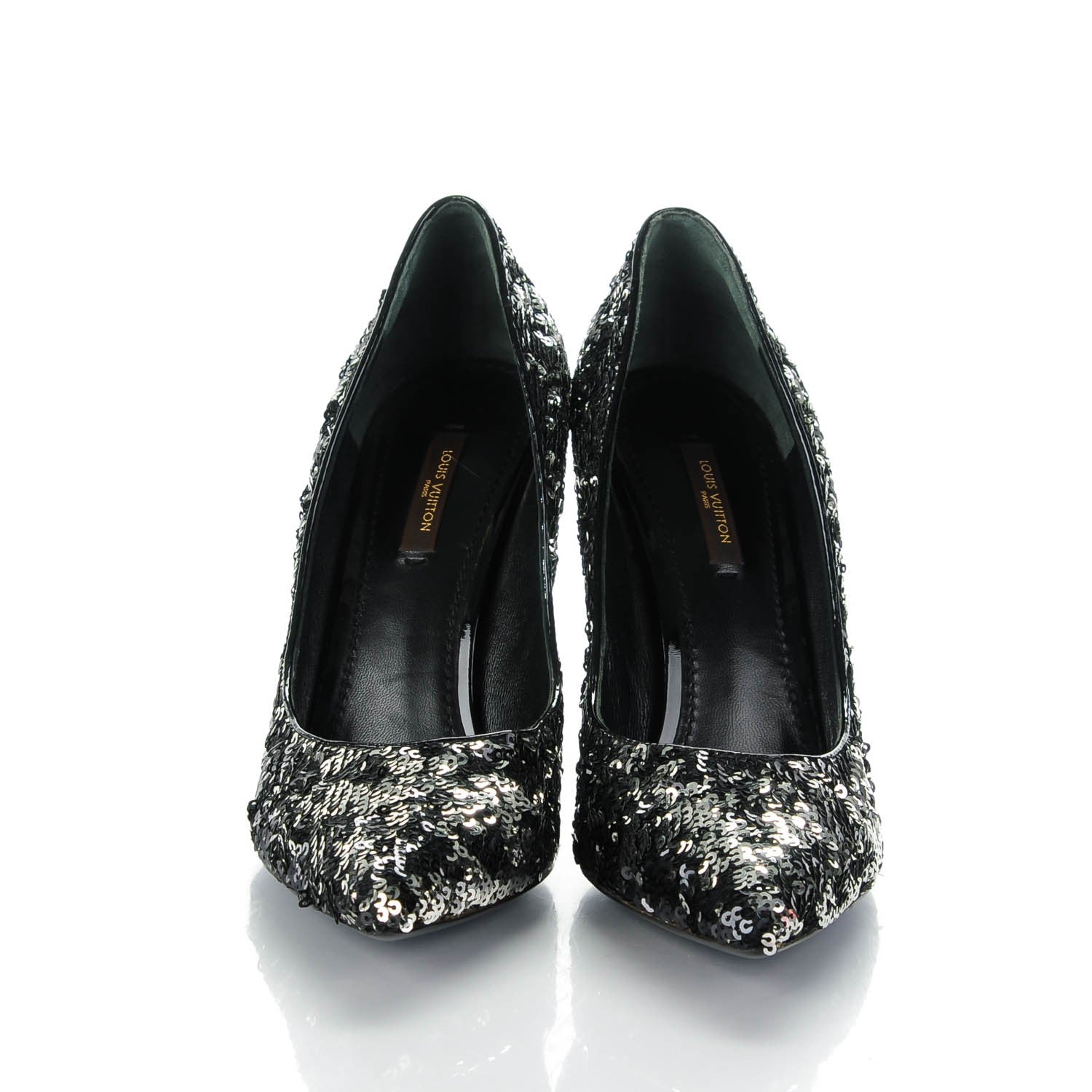 Louis Vuitton Sequin Liza Pumps 38.5 Black 2 of 8