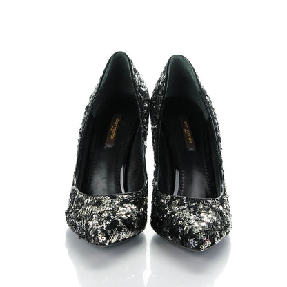 Louis Vuitton Sequin Liza Pumps 38.5 Black 2 of 8
