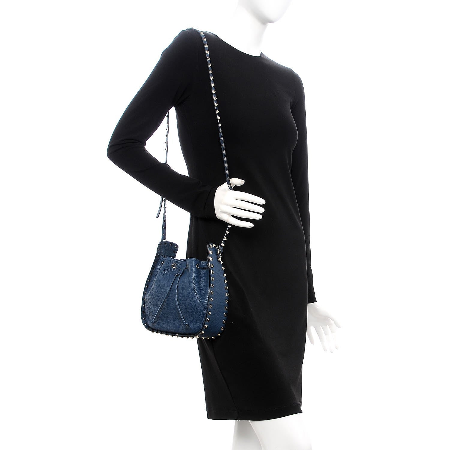 Valentino Garavani Alce Printed Calfskin Rockstud Bucket Bag Peacock 2 of 7