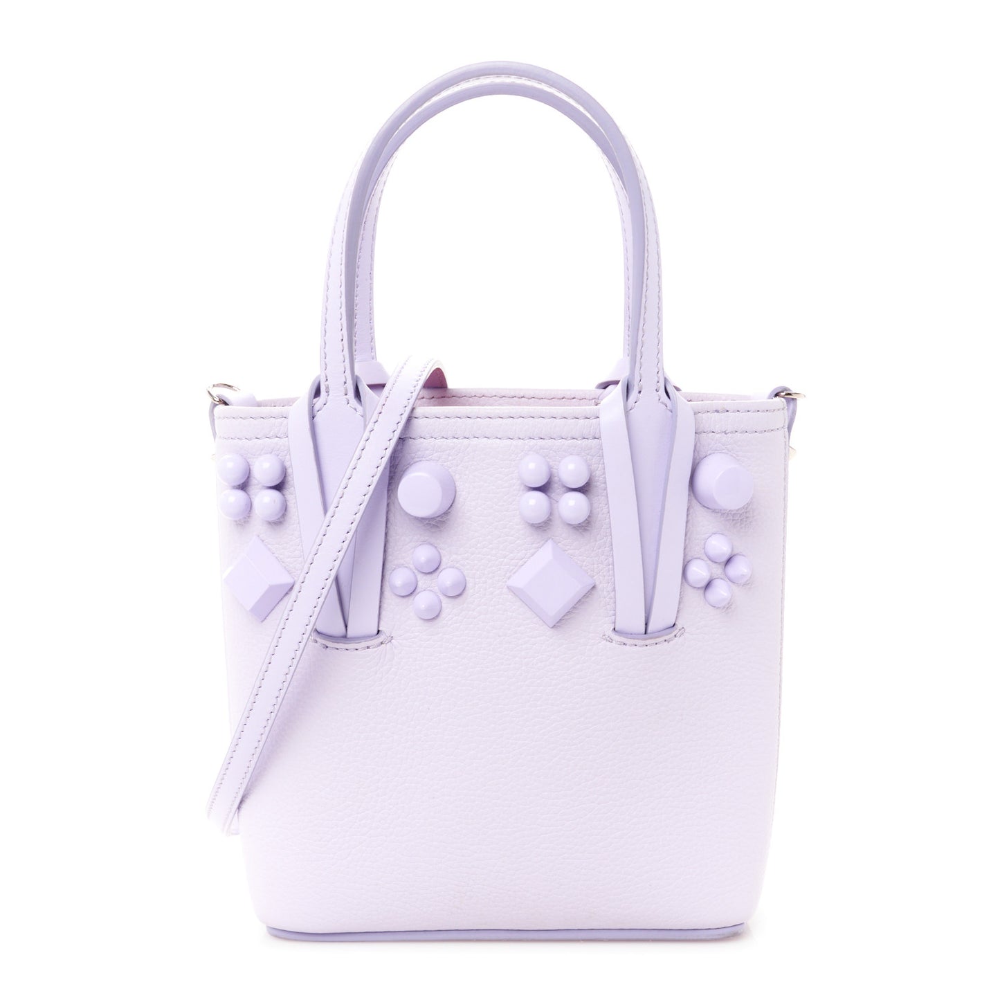 Calfskin Empire Spike Studded Mini North South Cabata Tote Lilac Smoke