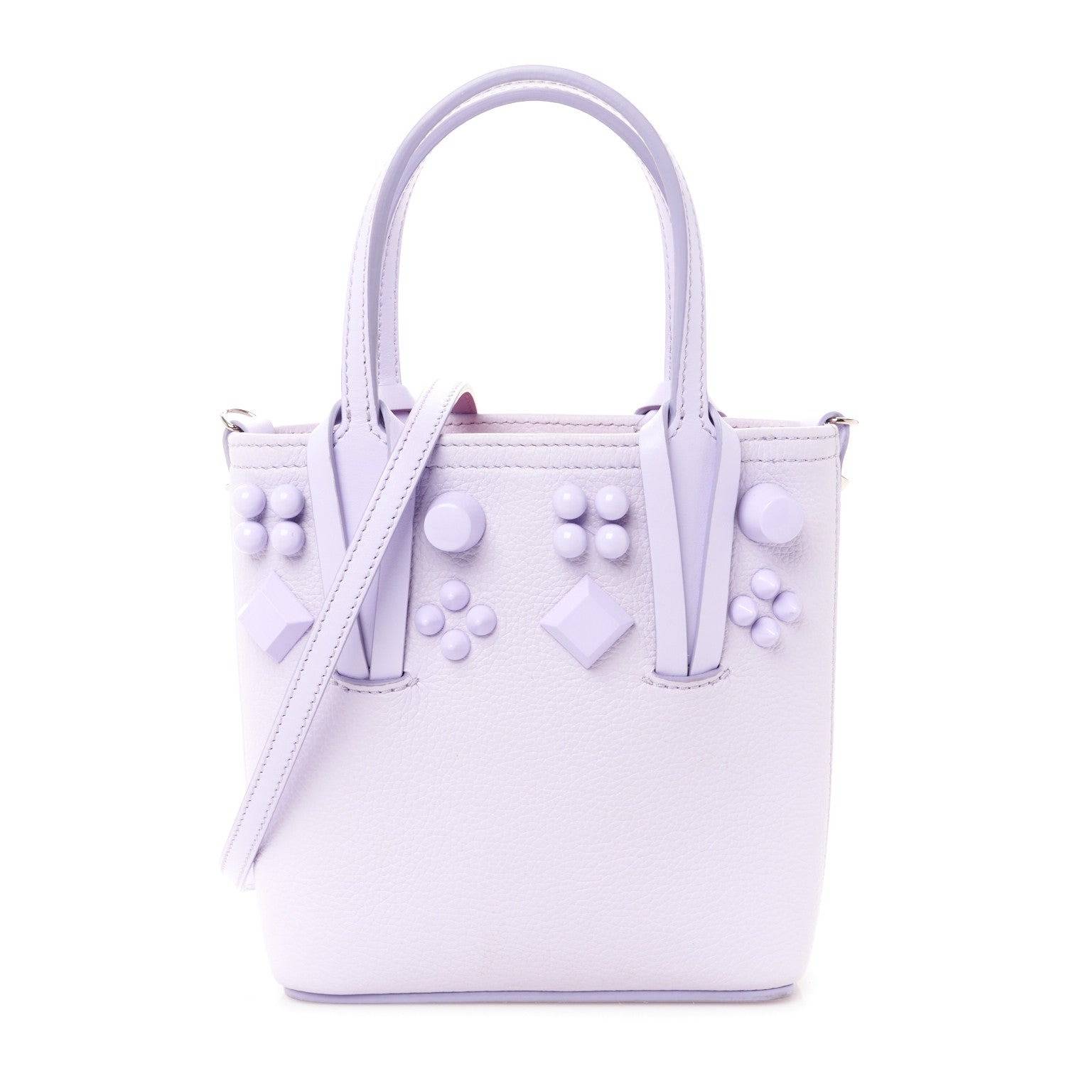 Christian Louboutin Calfskin Empire Spike Studded Mini North South Cabata Tote Lilac Smoke 1 of 11