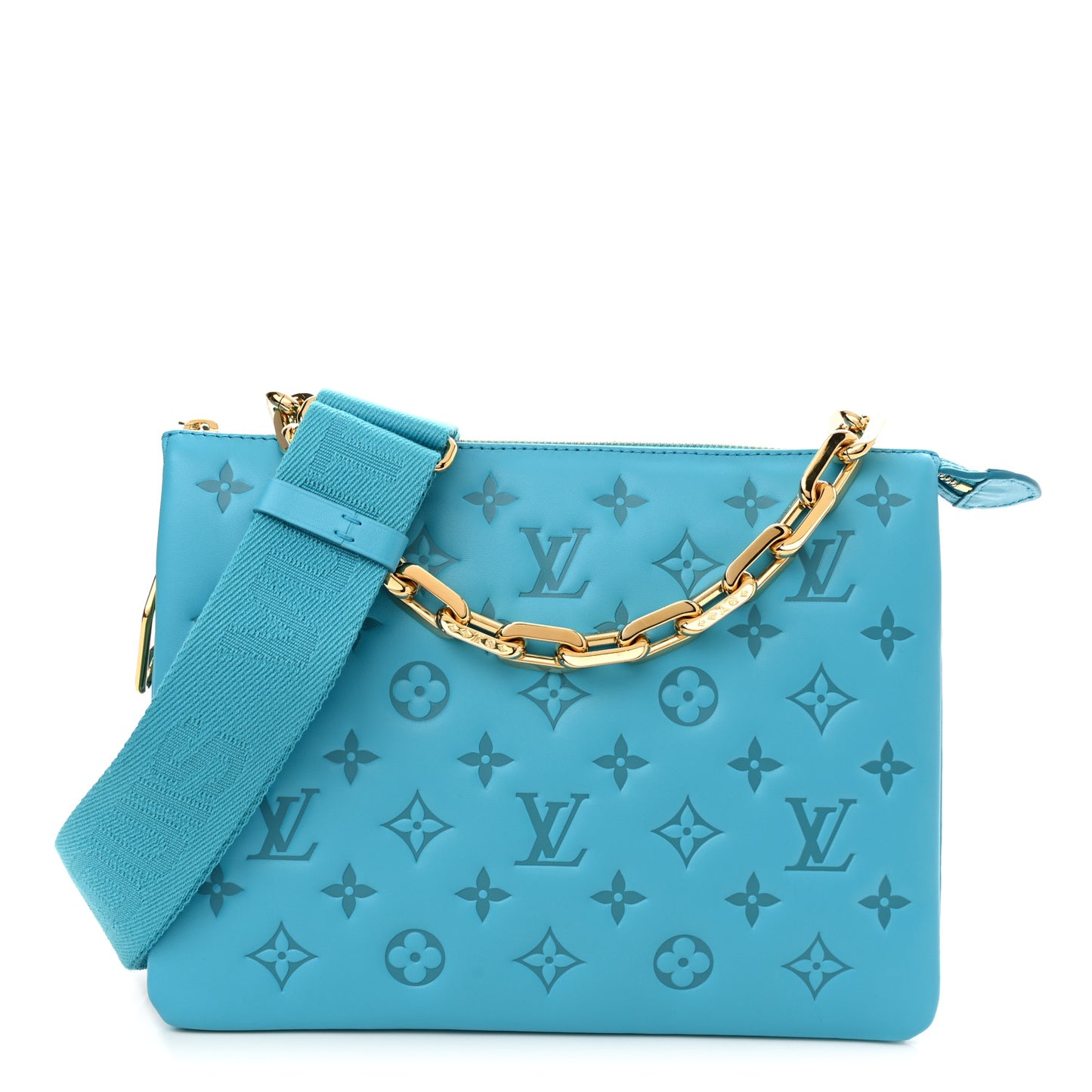 Lambskin Embossed Monogram Coussin PM Turquoise