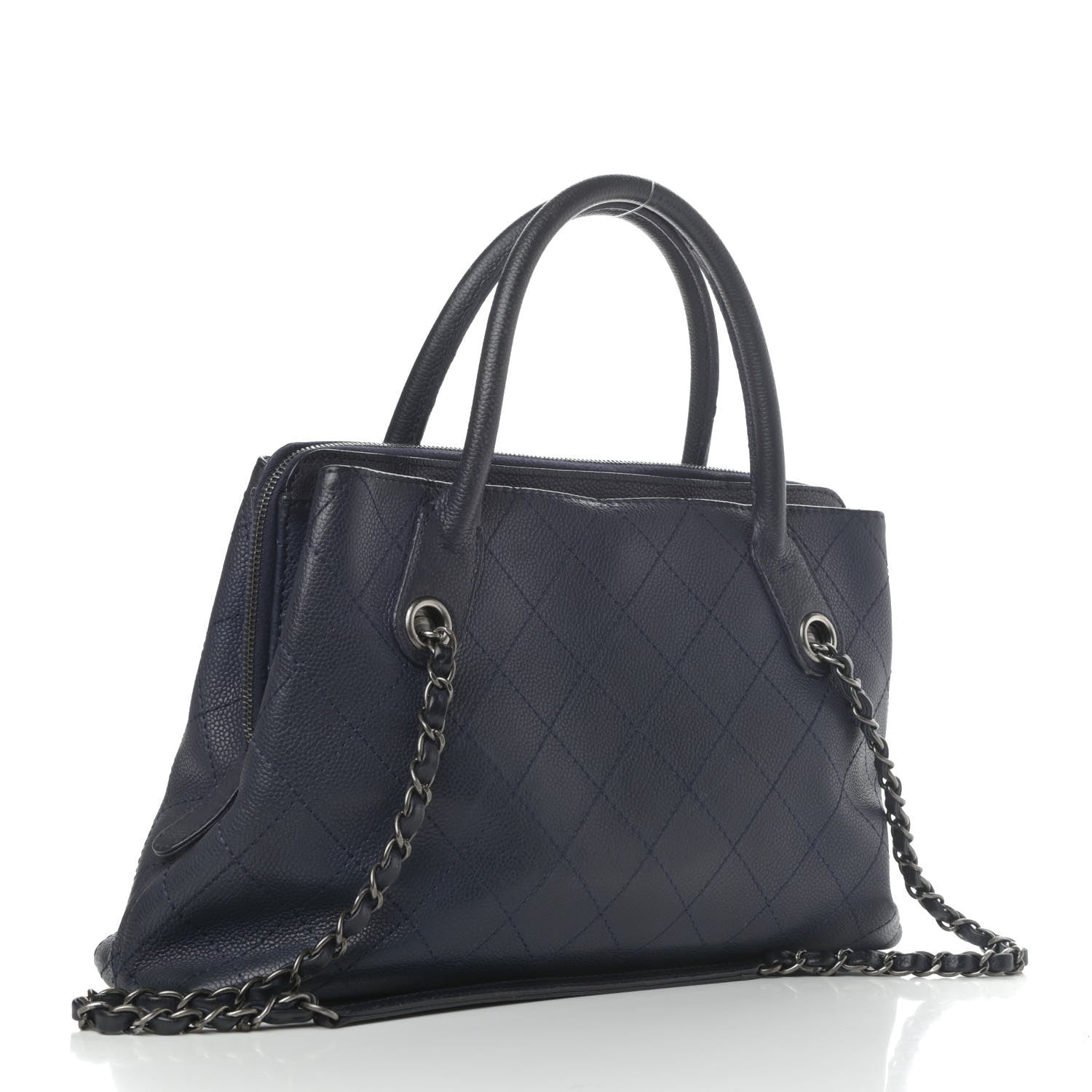 Chanel Grained Vegetal Calfskin Small Urban Shopping Tote Navy 2 of 4