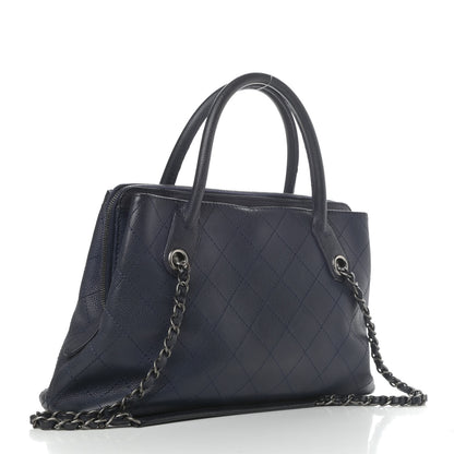 Chanel Grained Vegetal Calfskin Small Urban Shopping Tote Navy 2 of 4