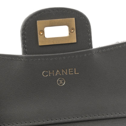Chanel Metallic Calfskin Quilted Reissue Flap Card Holder Wallet Dark Grey 6 of 8