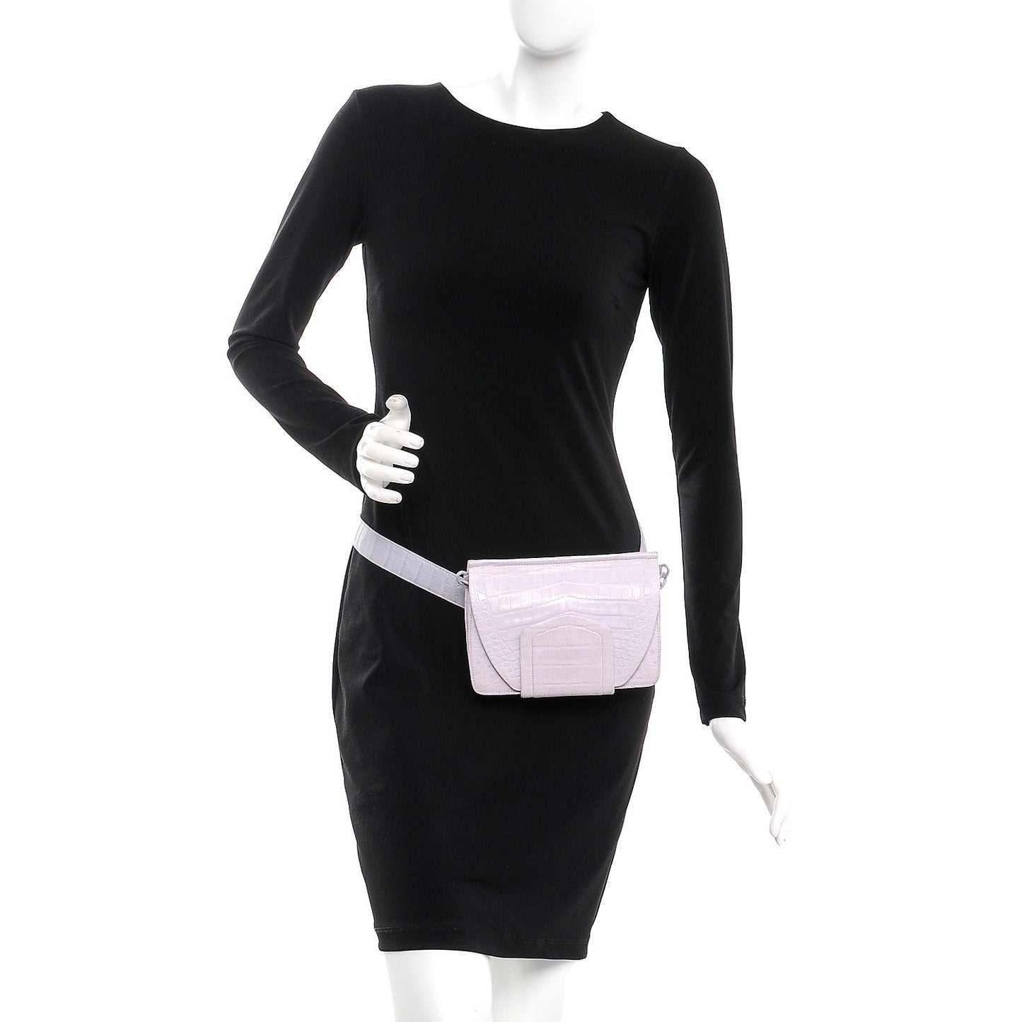 Crocodile Flap Belt Bag Lilac