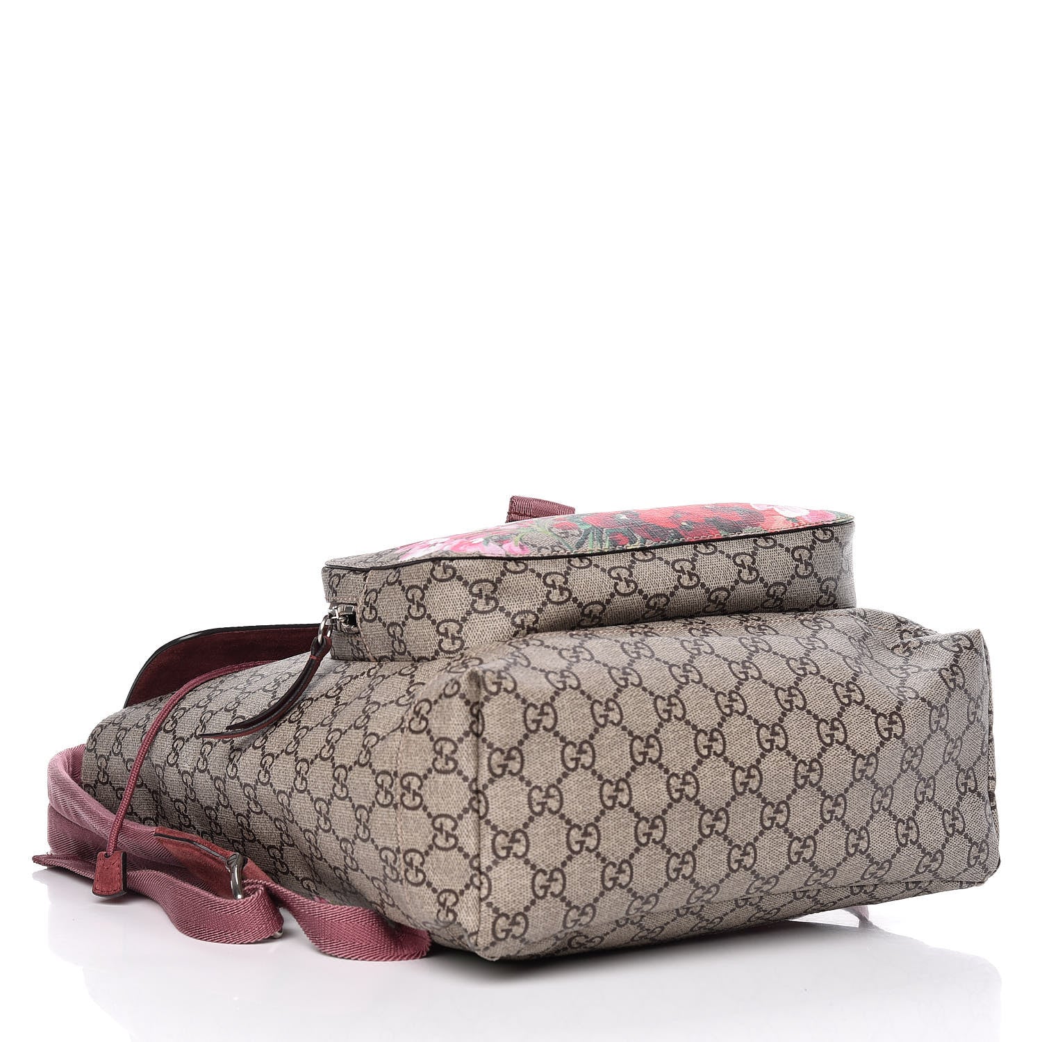 Gucci GG Supreme Monogram Blooms Medium Single Buckle Backpack Beige Multicolor Dry Rose 4 of 9