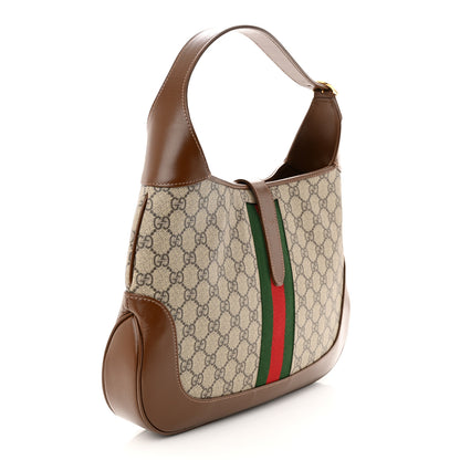 Gucci GG Supreme Monogram Azalea Calfskin Web Medium Jackie 1961 Hobo Beige Ebony Brown Sugar 3 of 10