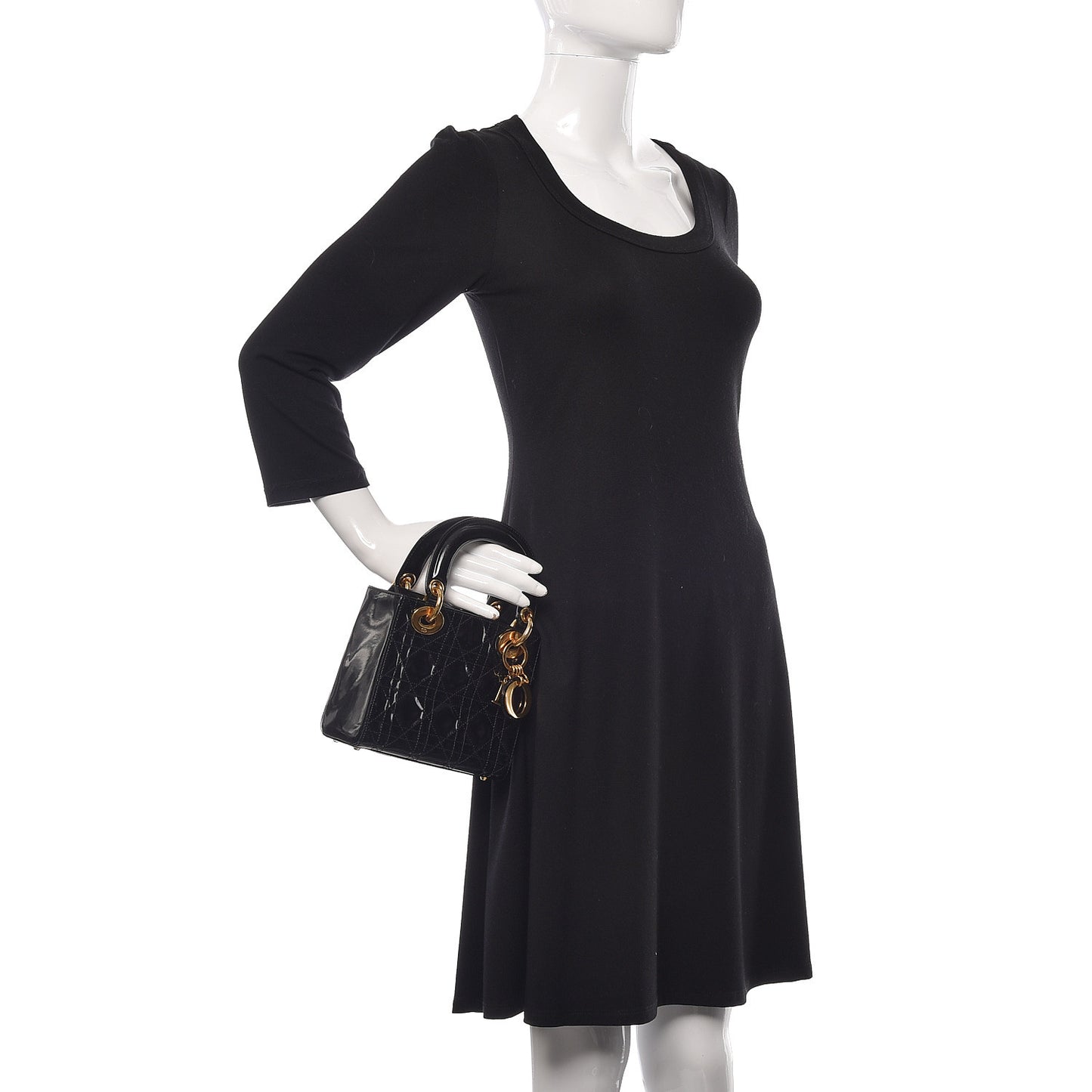 Patent Cannage Mini Lady Dior Black