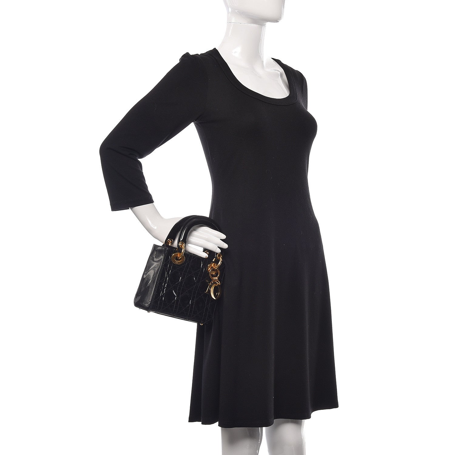 Christian Dior Patent Cannage Mini Lady Dior Black 2 of 13