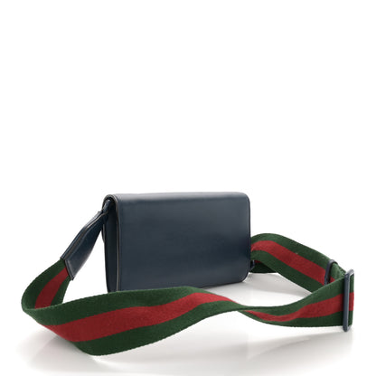 Gucci Azalea Calfskin Web Monochrome Mini Horsebit 1955 Chain Shoulder Bag Blue 3 of 12