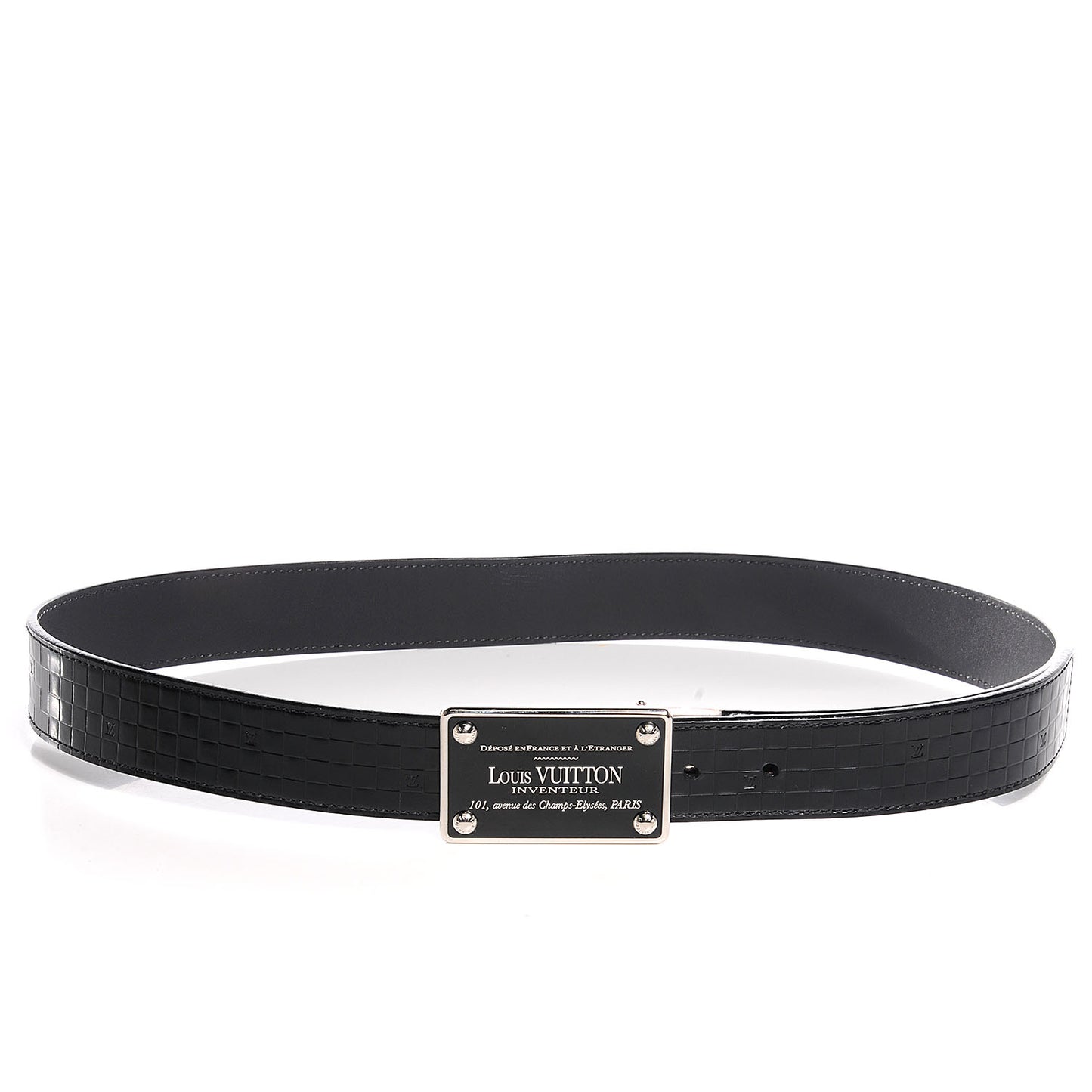 Calfskin Damier Embossed Inventeur Reversible Belt 95 38