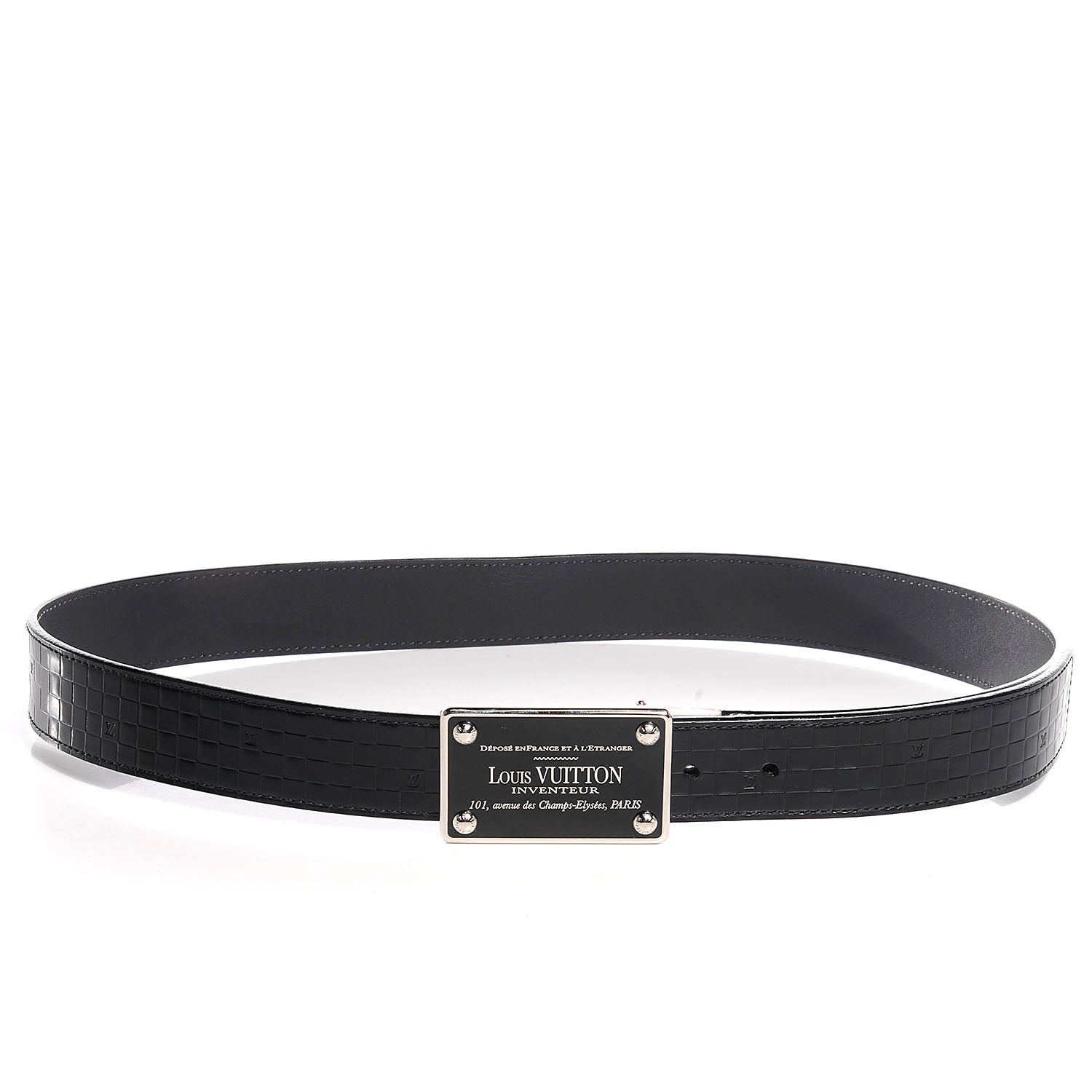 Louis Vuitton Calfskin Damier Embossed Inventeur Reversible Belt 95 38 3 of 5