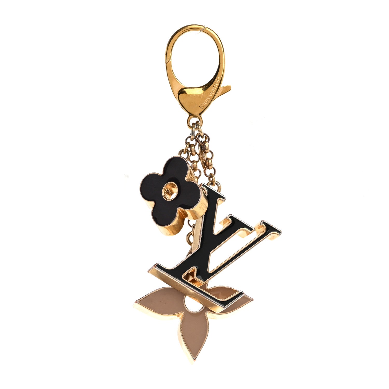 Louis Vuitton Metal Enamel Fleur De Monogram Bag Charm Dore 1 of 5