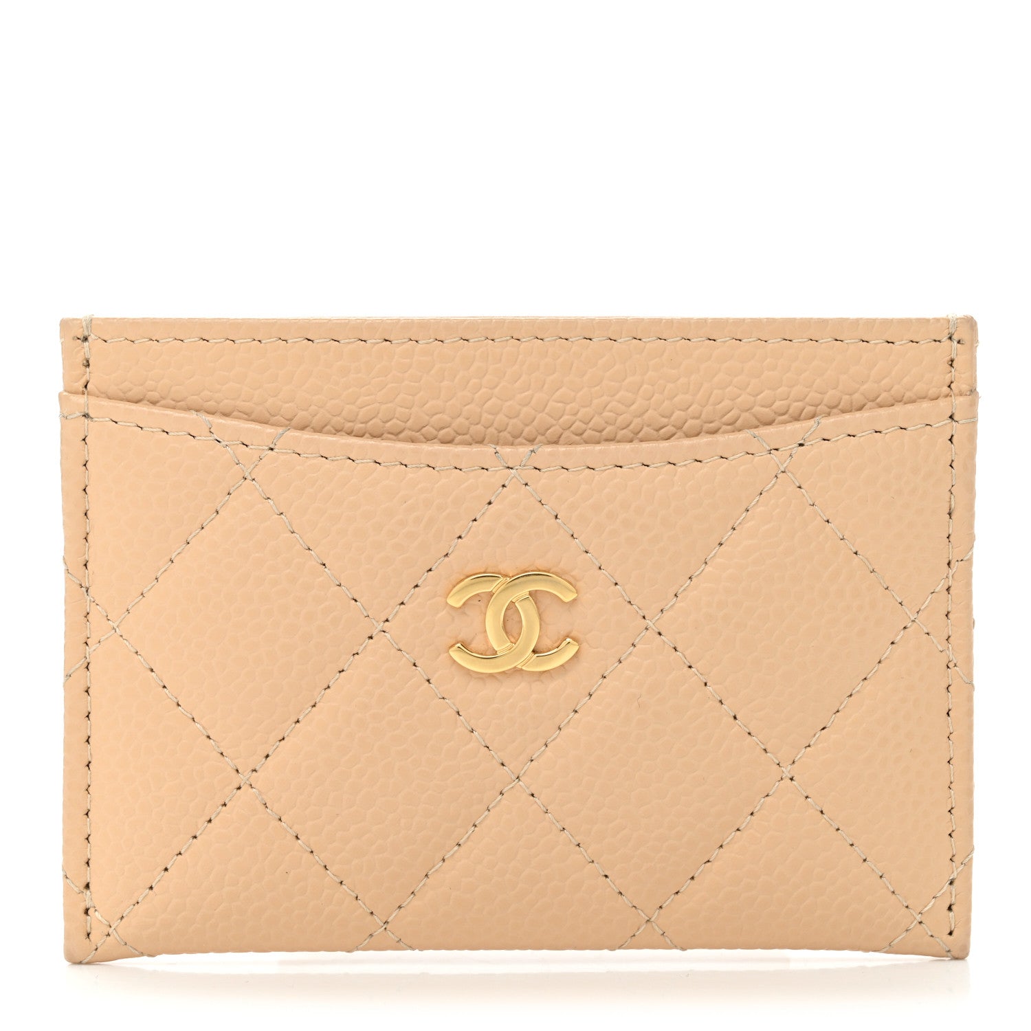 Chanel Caviar Quilted Card Holder Beige 1 of 8