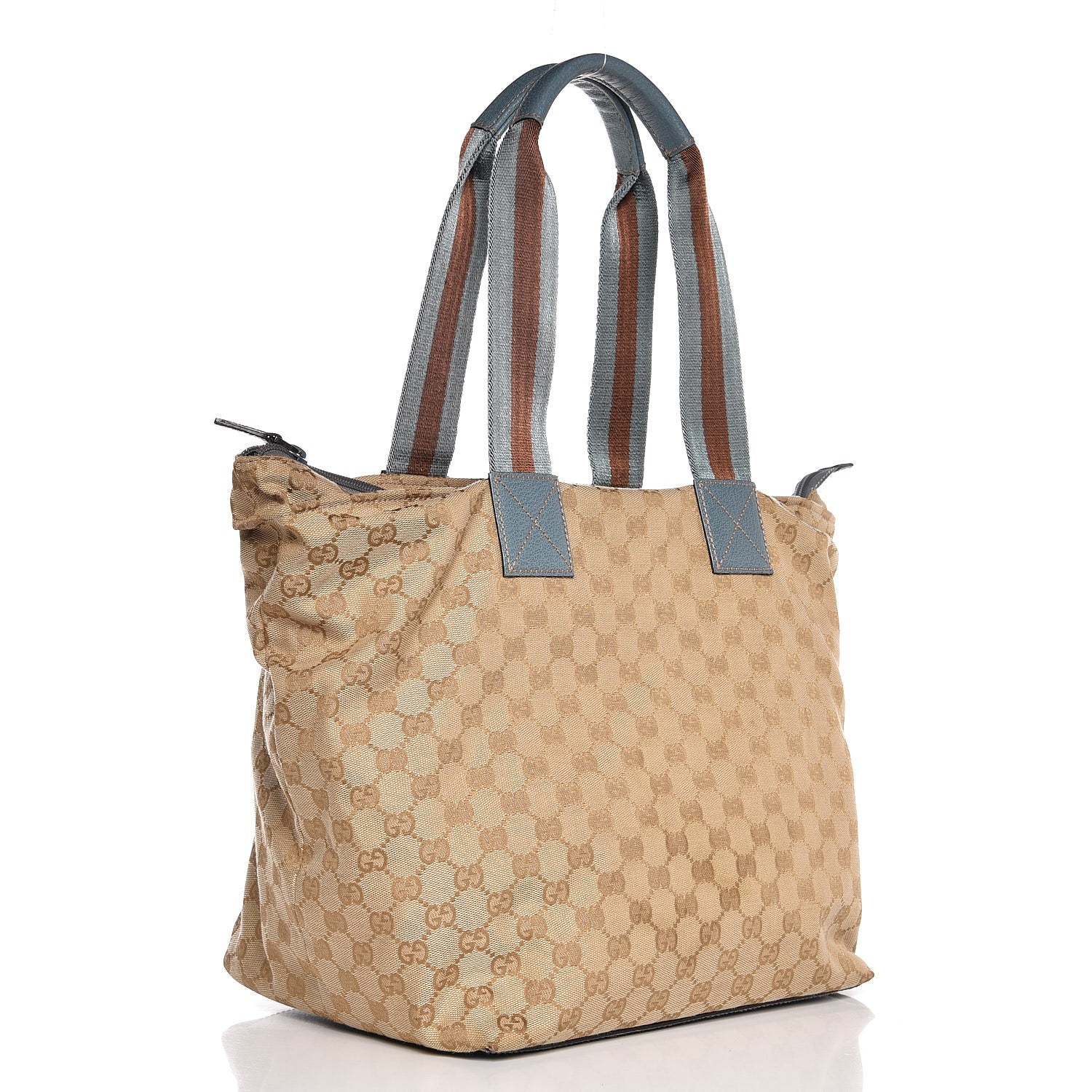 Gucci GG Monogram Large Web Handle Bucket Tote Blue 3 of 10