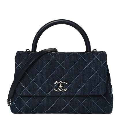 Chanel Denim Quilted Small Coco Handle Flap Blue 1 of 13