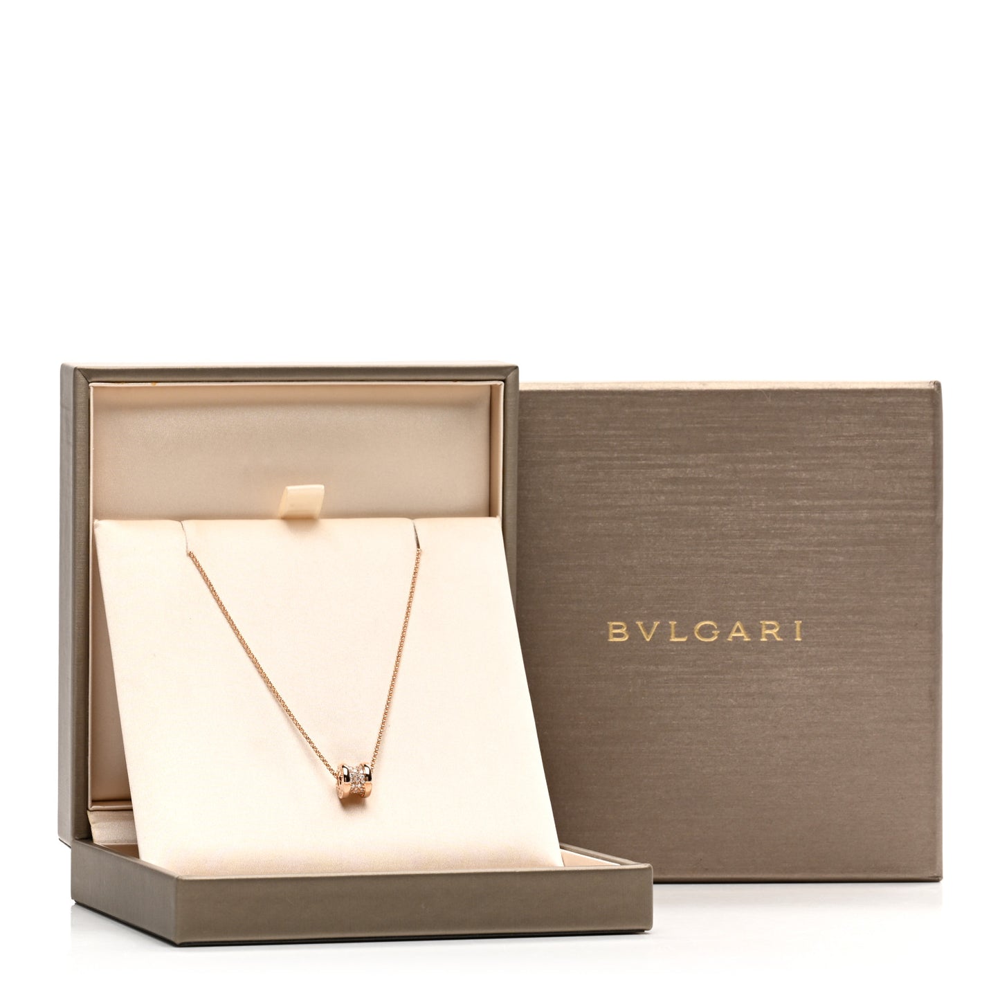 18K Rose Gold Diamond Small B.Zero1 Pave Pendant Necklace