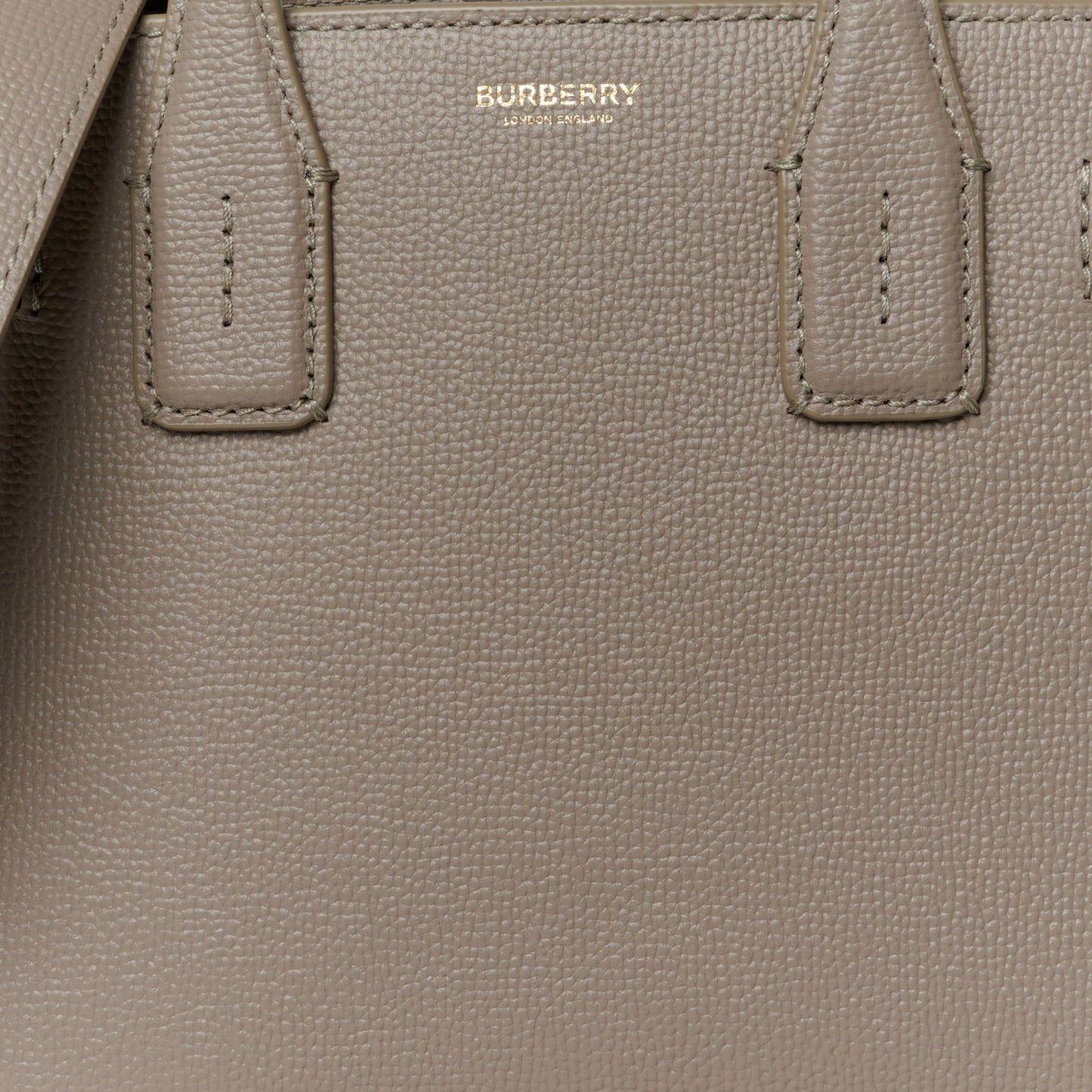 Grainy Calfskin House Check Small Banner Tote Taupe Brown