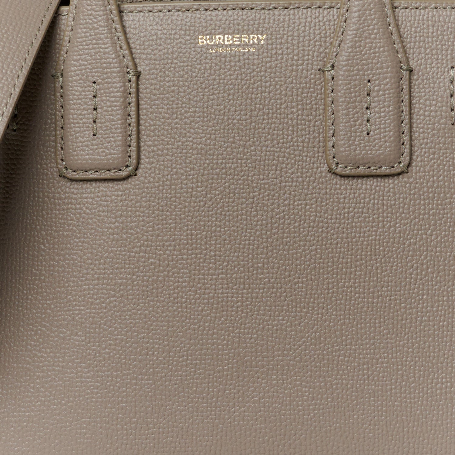 Burberry Grainy Calfskin House Check Small Banner Tote Taupe Brown 9 of 11