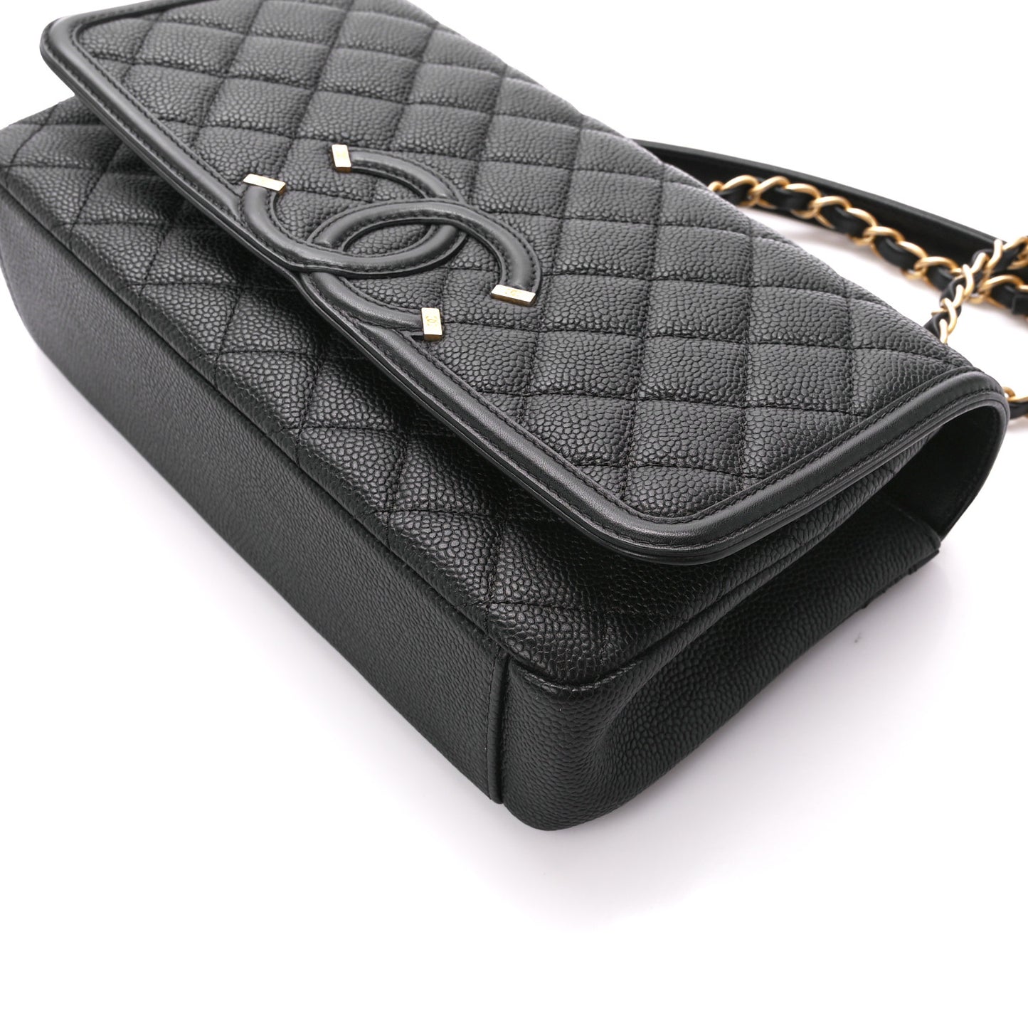 Caviar Quilted Medium CC Filigree Flap Black