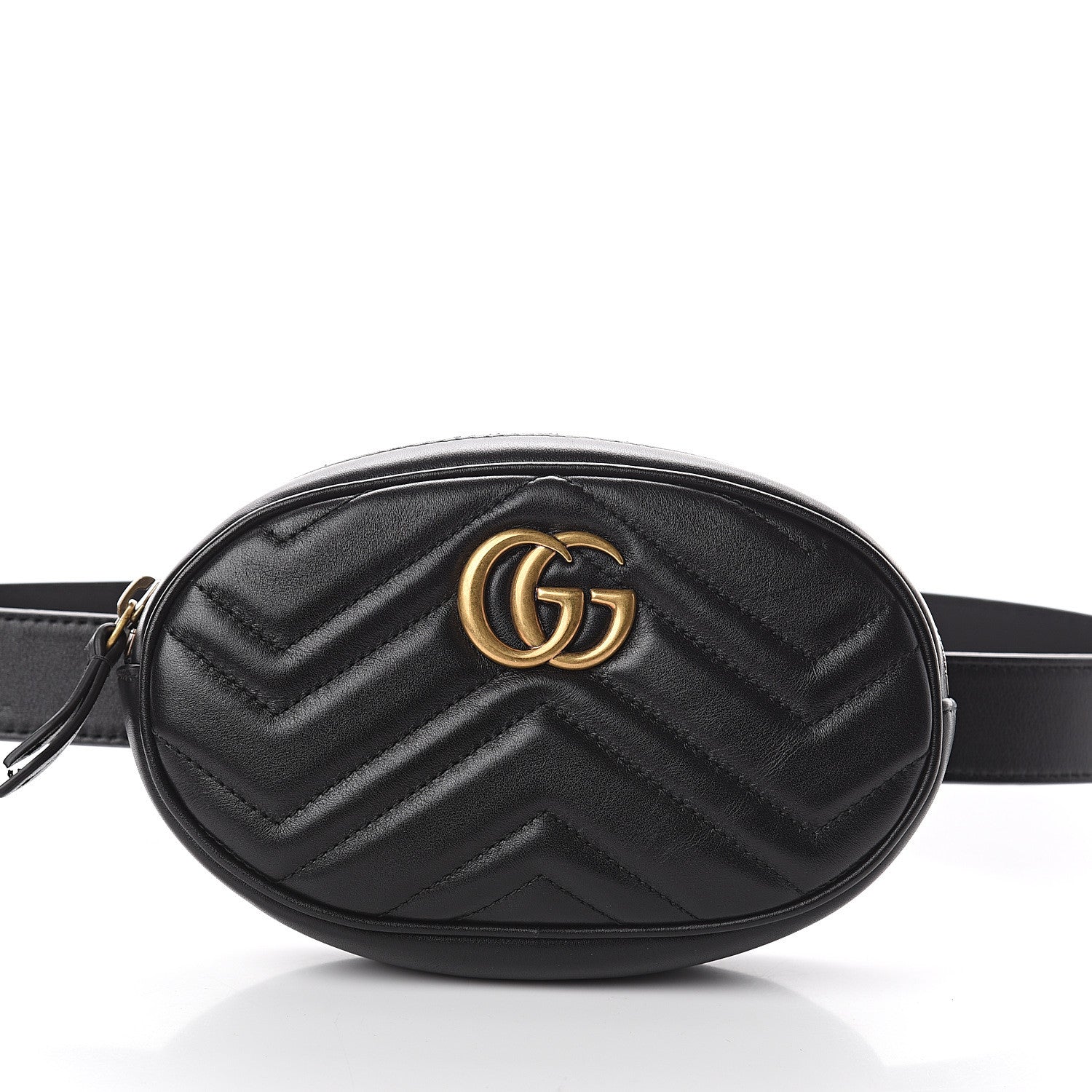 Gucci Calfskin Matelasse GG Marmont Belt Bag 75 30 Black 6 of 7