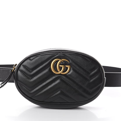 Gucci Calfskin Matelasse GG Marmont Belt Bag 75 30 Black 6 of 7