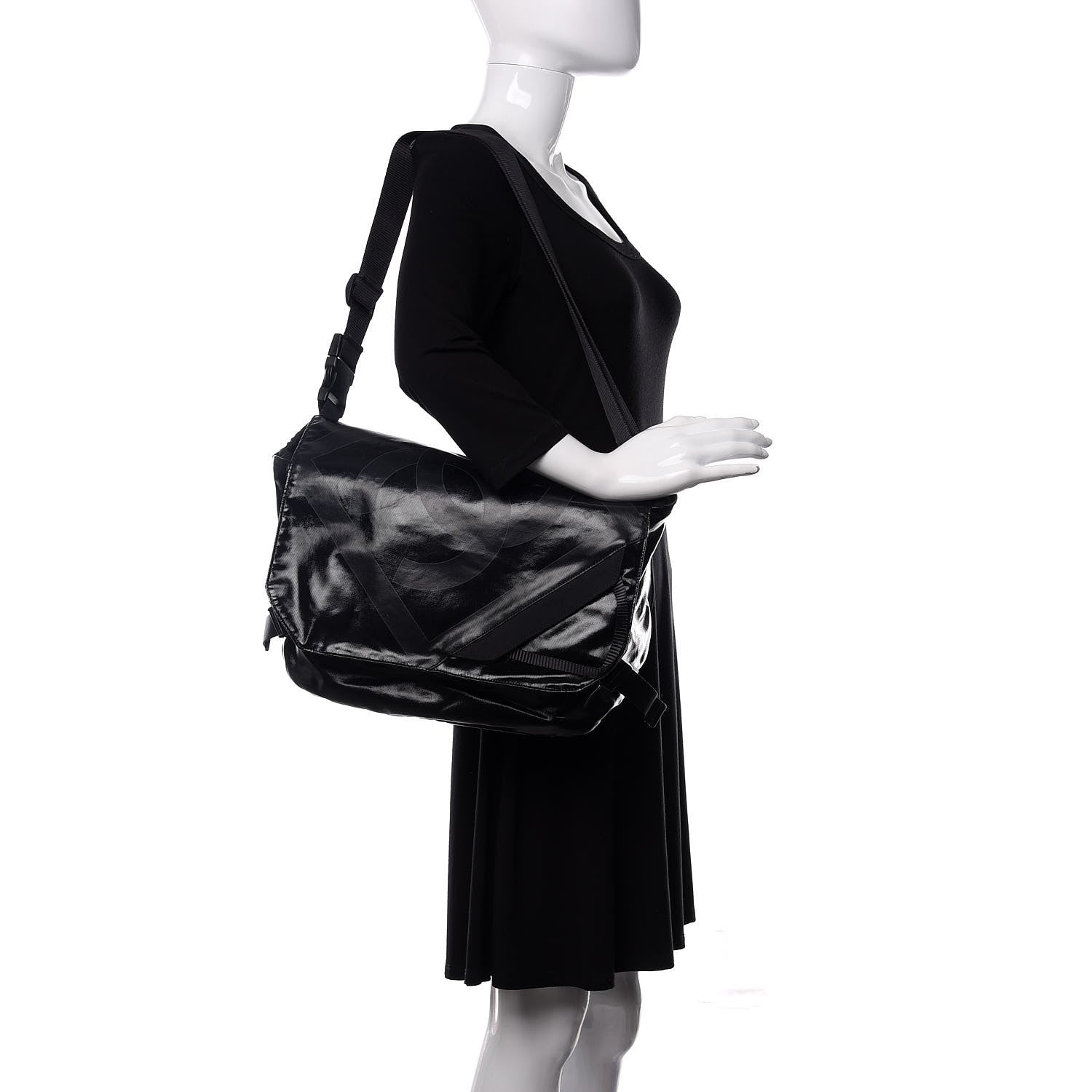 Chanel Coated Canvas Sport Messenger Black 2 of 11