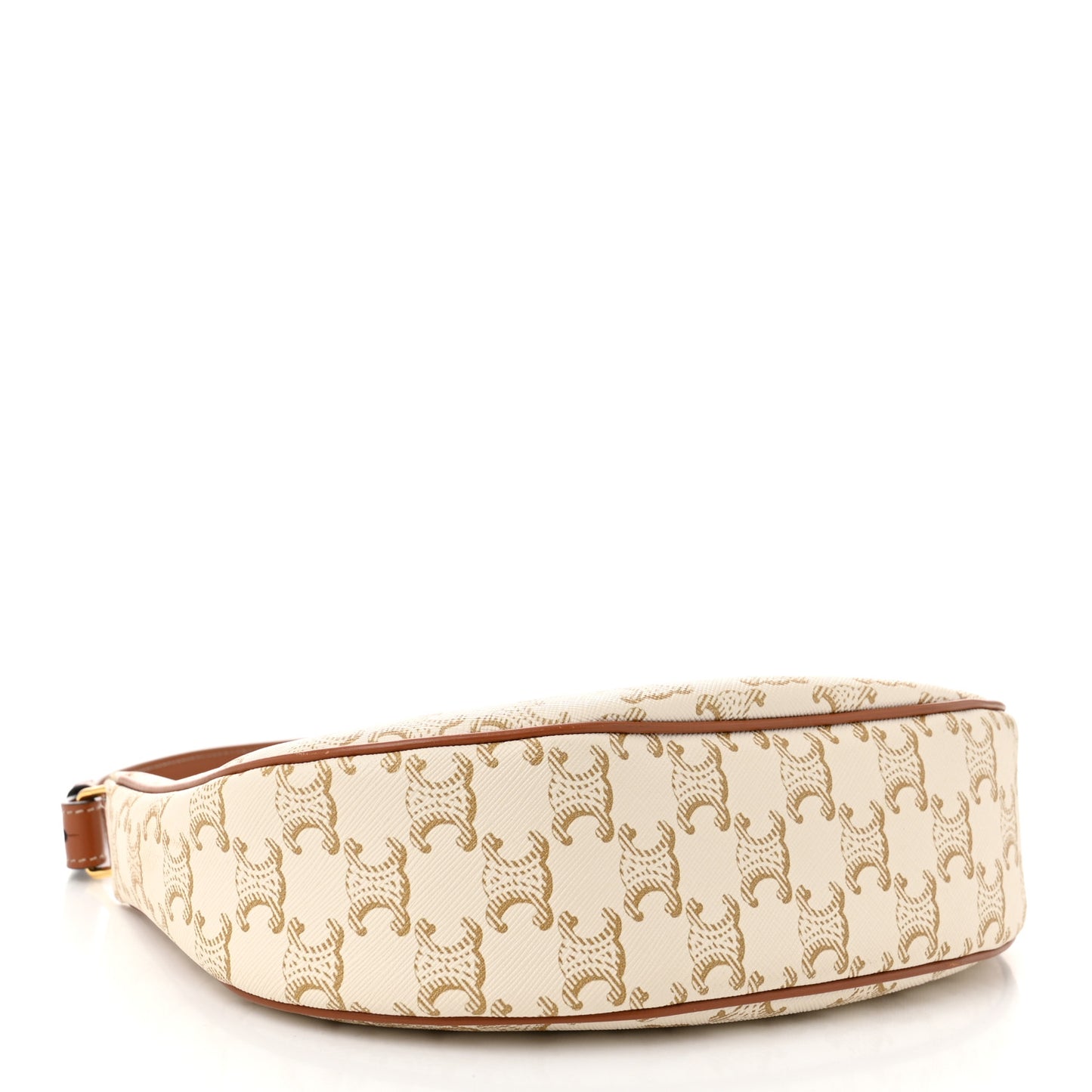 Canvas Calfskin Ava Triomphe Shoulder Bag White