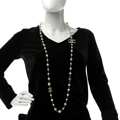 Chanel Crystal Pearl CC Long Necklace Gold 2 of 6