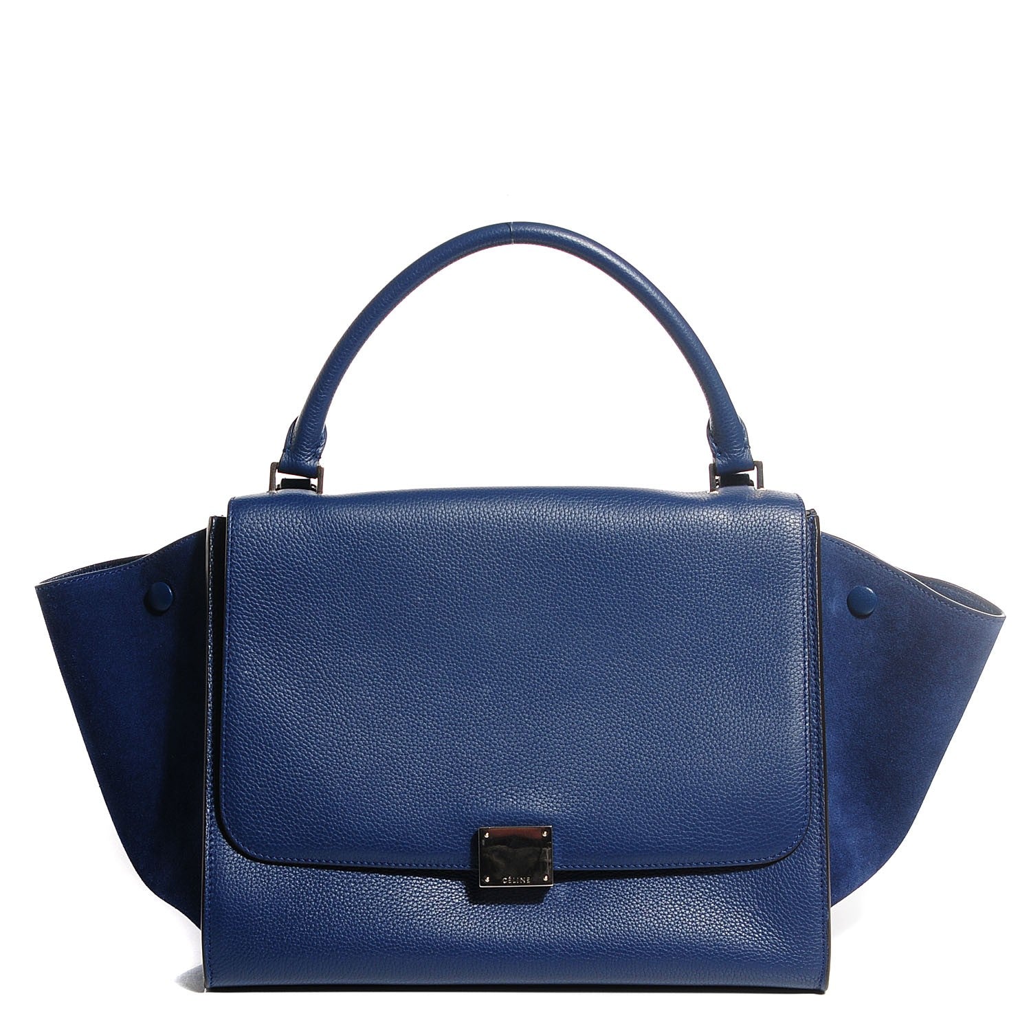 Celine Drummed Calfskin Suede Medium Trapeze Ocean Blue 1 of 11