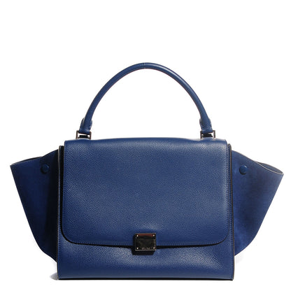 Celine Drummed Calfskin Suede Medium Trapeze Ocean Blue 1 of 11