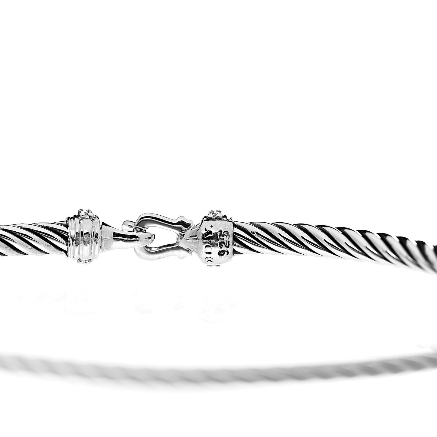 Sterling Silver Diamond 3mm Cable Buckle Bracelet