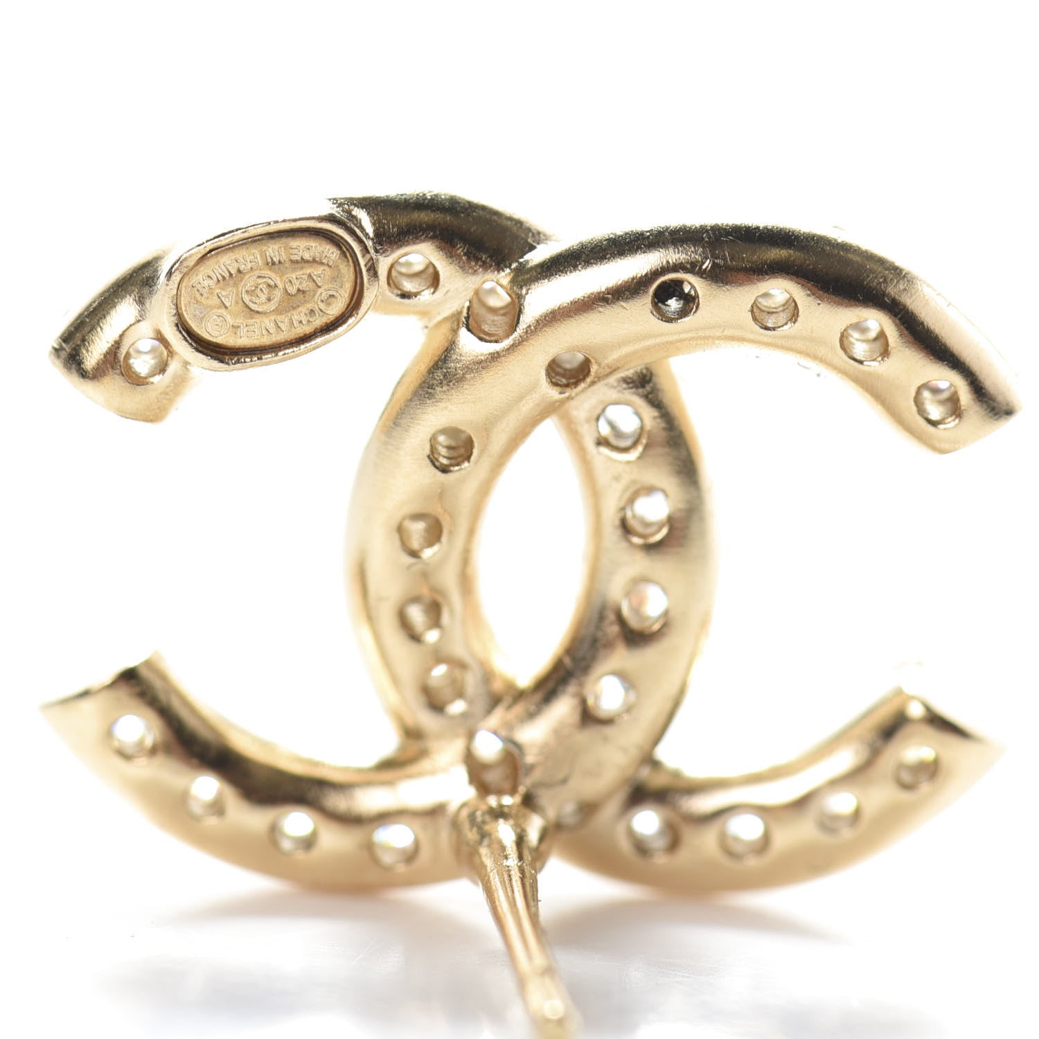 Chanel Crystal CC Earrings Gold 4 of 4