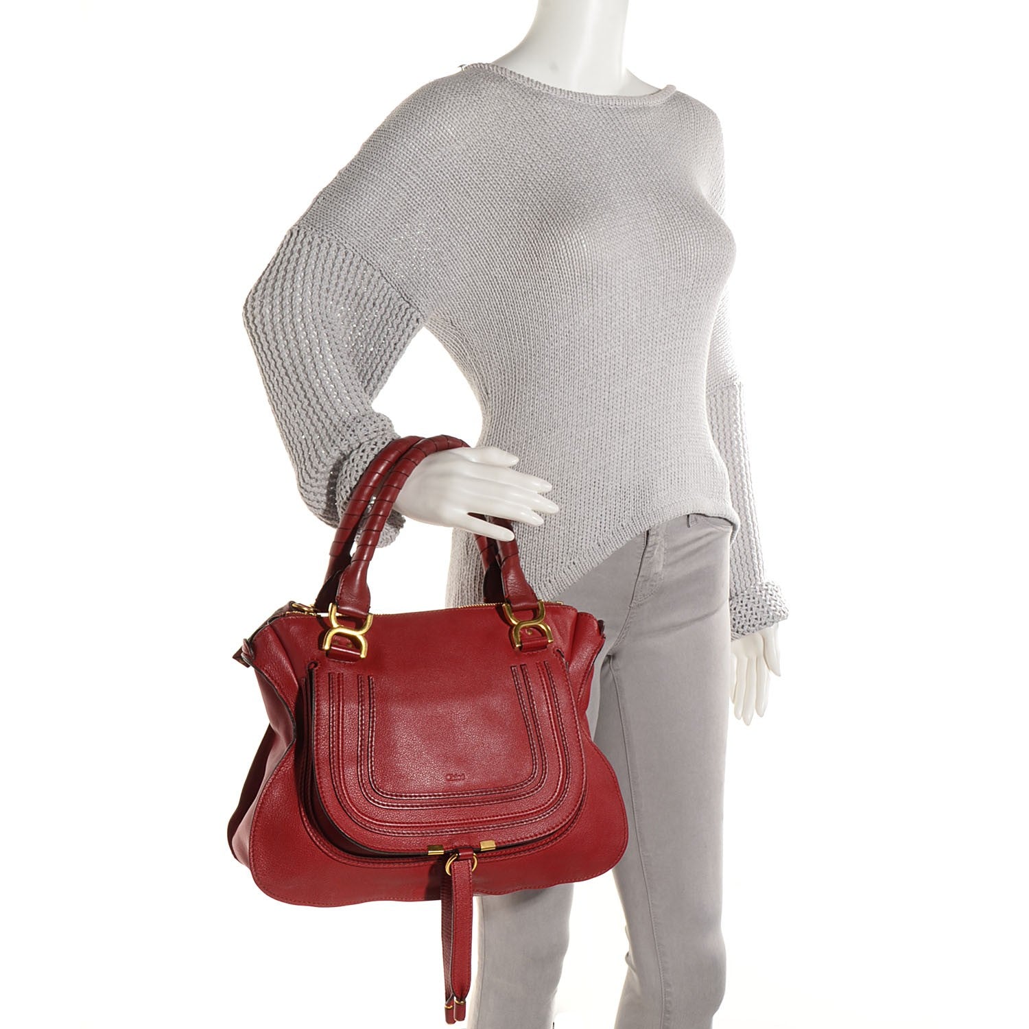Chloe Calfskin Medium Marcie Satchel Garnet 2 of 10