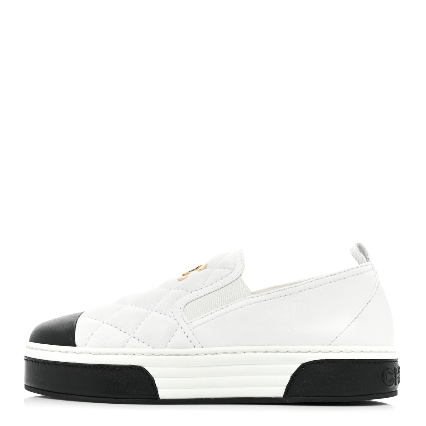Lambskin Quilted Womens CC Stroll Sneakers 38 White