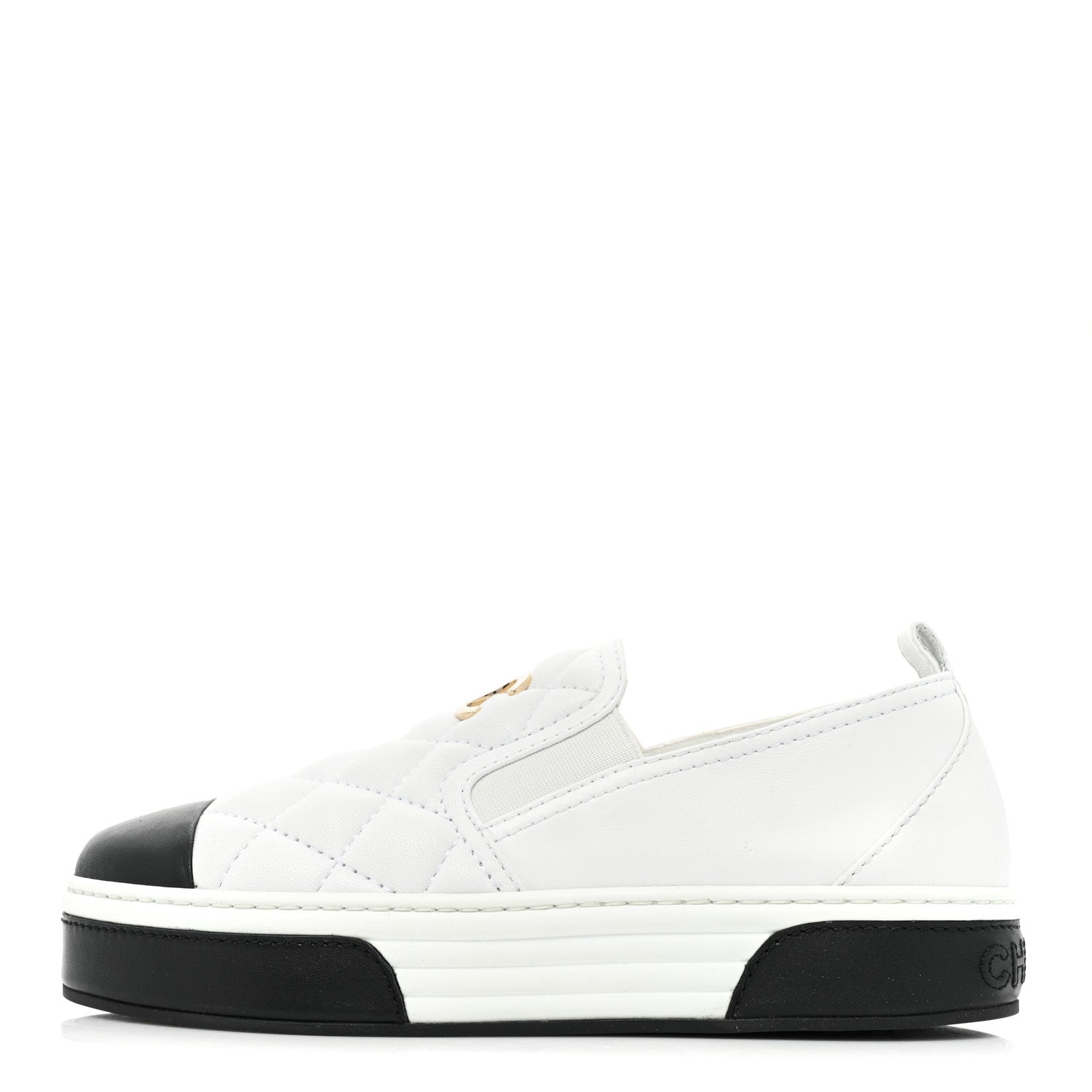 Chanel Lambskin Quilted Womens CC Stroll Sneakers 38 White 1 of 9
