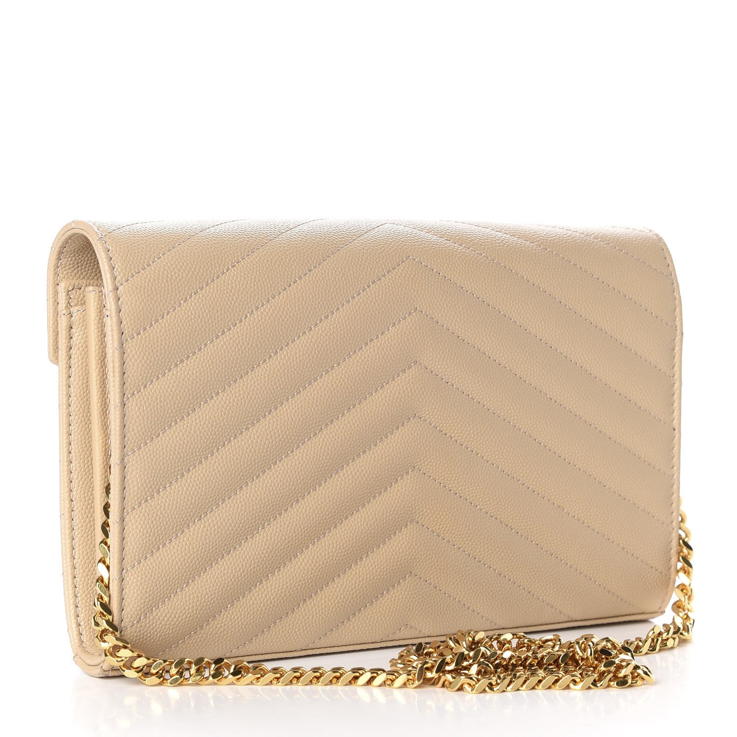Grain De Poudre Matelasse Chevron Monogram Chain Wallet Nude Powder