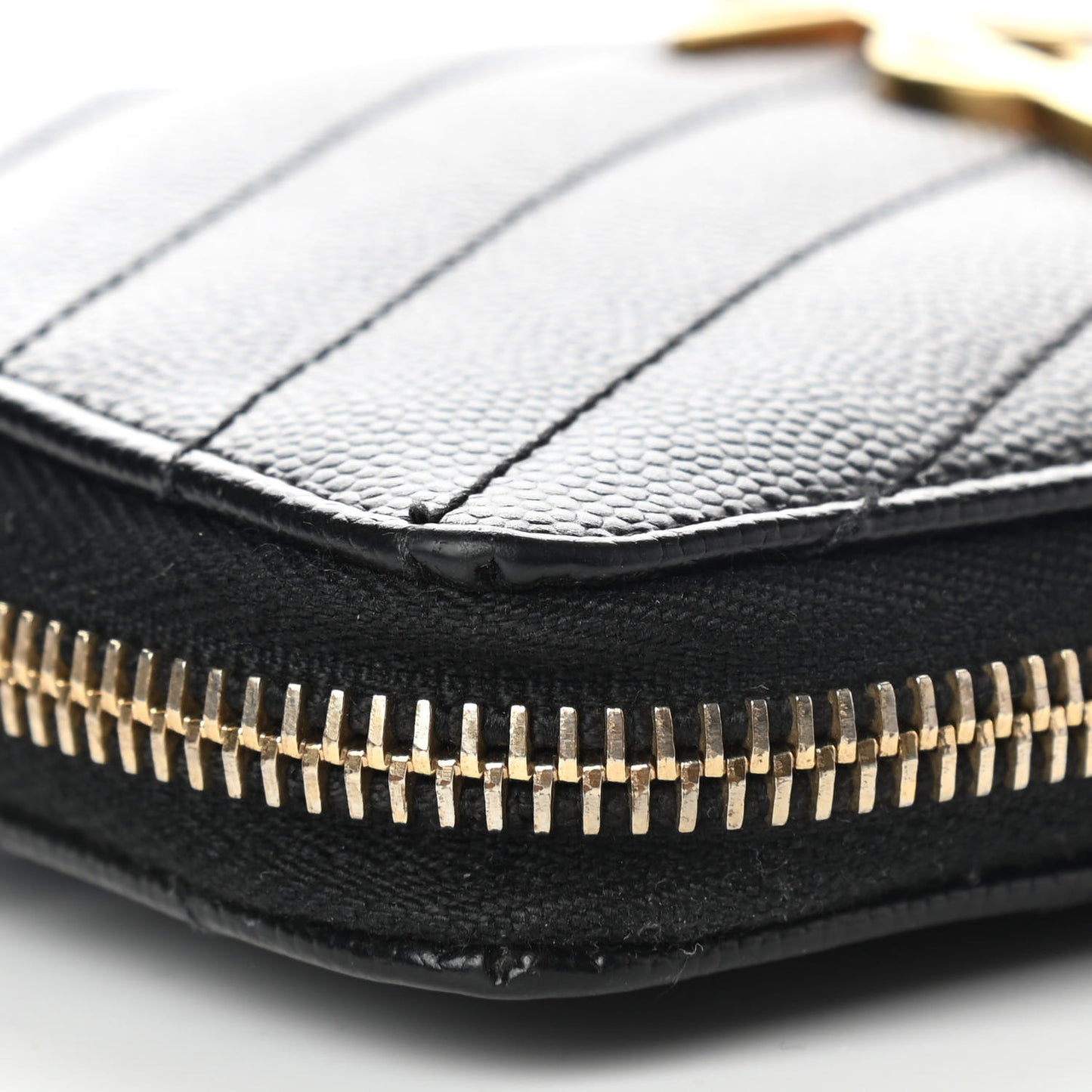 Grain De Poudre Matelasse Chevron Monogram Zip Around Wallet Black