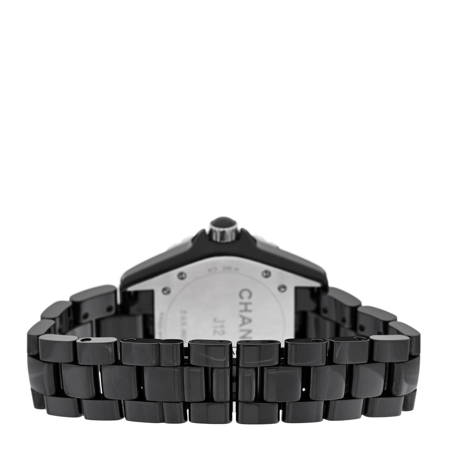 Chanel Stainless Steel Ceramic Diamond 38mm J12 Automatic Watch Black 3 of 4