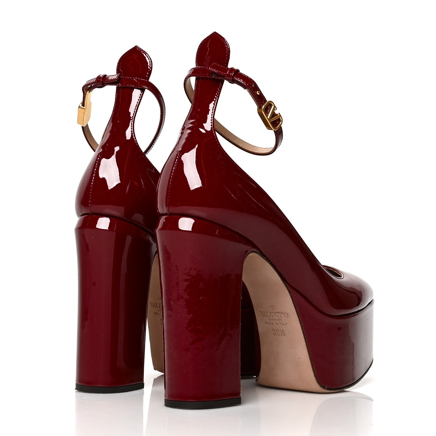 Valentino Garavani Patent Tan-Go 50/120mm Platform Pumps 38.5 Cerise 4 of 8