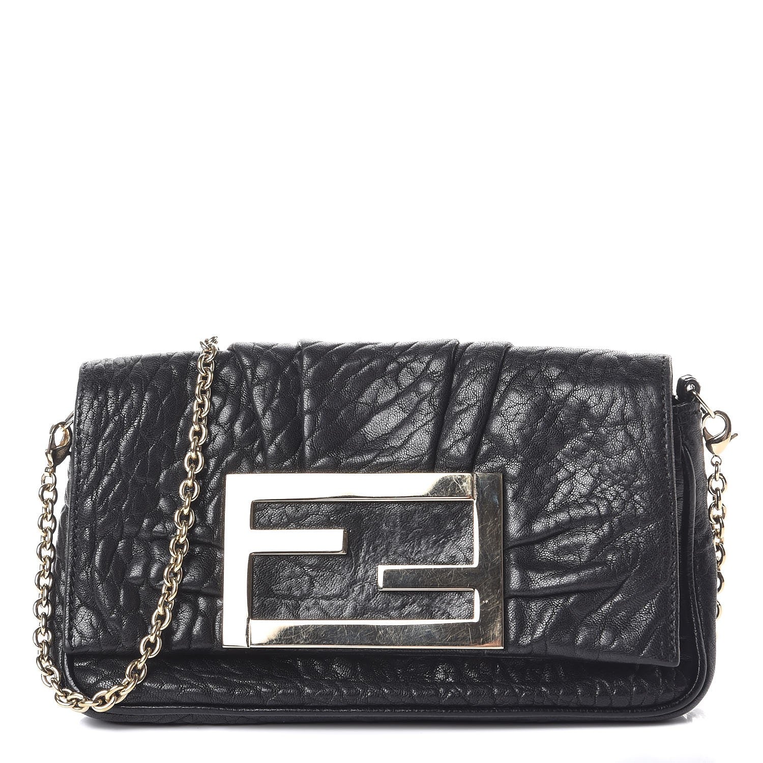 Fendi Crinkled Lambskin Mia Pochette Black 1 of 9